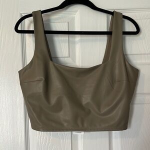 Express Faux Leather Crop Top Size Large NWT